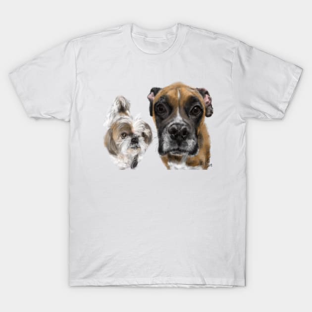 Best Friend Pooches But Keep Your Distance T-Shirt by LITDigitalArt